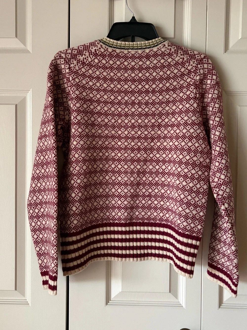 J.Crew | Vintage wool Fair Isle crew neck sweater. Burgundy. Medium. Wool